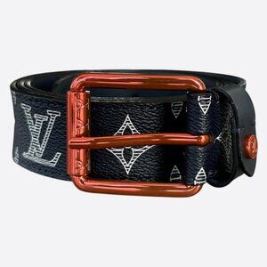 Louis Vuitton Navy Blue Monogram Upside Down Belt